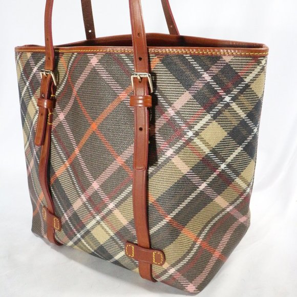 DOONEY & BOURKE Tartan Plaid Shopper Tote Purse VTG - Picture 4 of 16